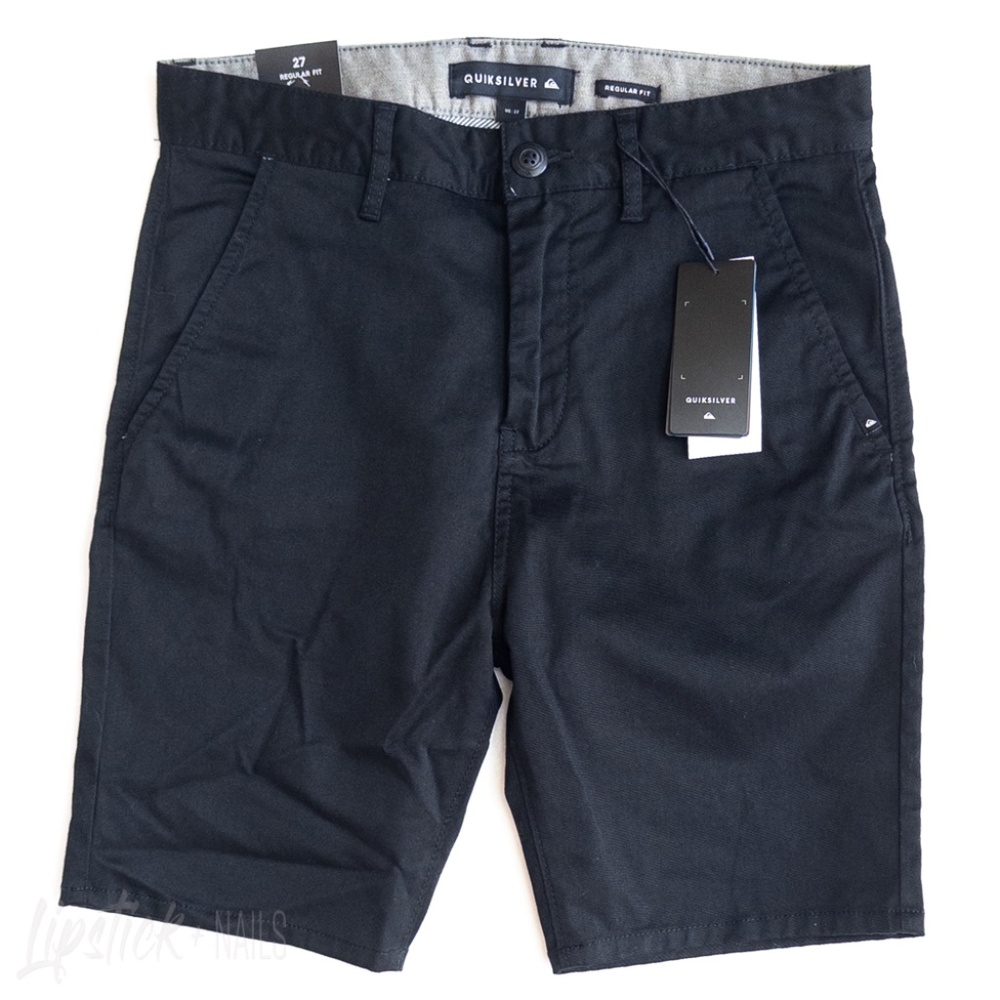 NWT Quiksilver New Everyday Union Chino Stretch Shorts Black  S:27|13 { Big Kid)